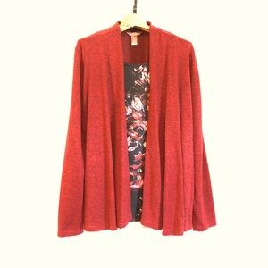 “White🦌Stag” Red Sweater w/ Attached Floral Lightweight Insert